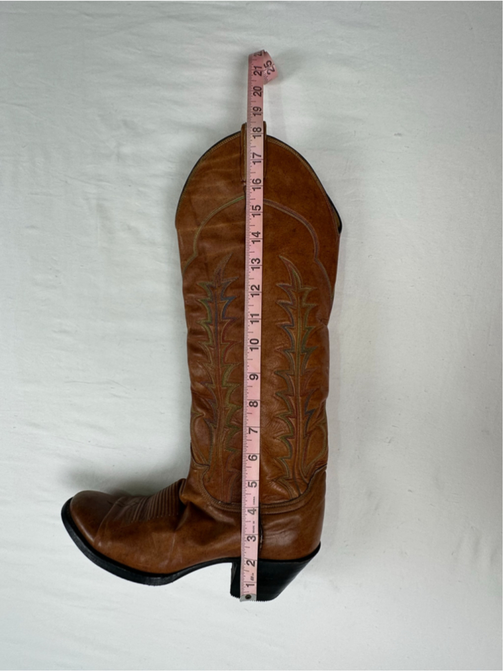 Tony Lama Vintage Rainbow Stitch Tall Cowboy Boots Style 0518 Women’s 8.5B Leath - Picture 12 of 13